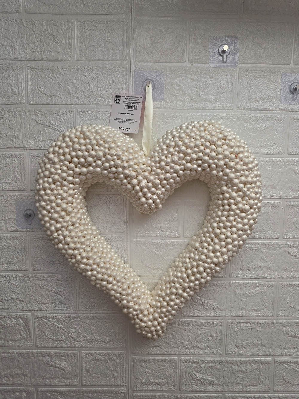 Beaded Pearl Heart Wreath, White, 16", Valentine's Day by Way To Celebrate, New